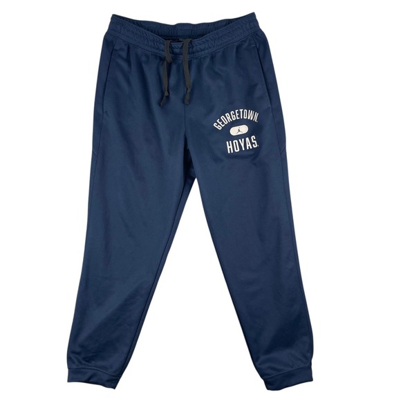 Jordan Georgetown Hoyas Sweatpants Mens L Navy Blue Joggers Cuffed Hem Pockets - Picture 1 of 12